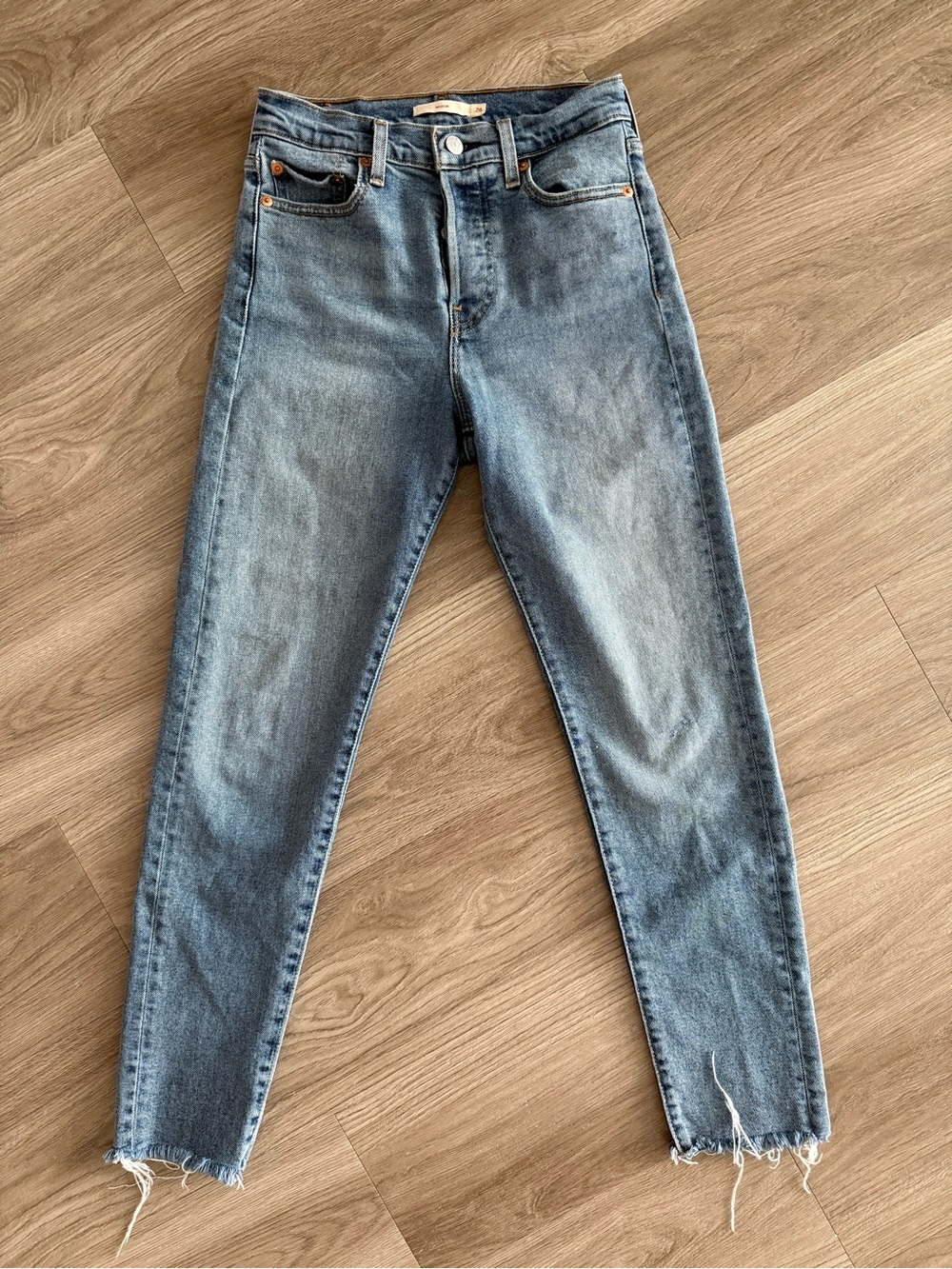 Levi's Light Blue High-Rise Slim Jeans with Frayed Hem